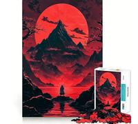 Puzzle da 1000 pezzi "Samurai sotto la luna rossa" per ragazzi, gioco di logica stimolante, evasione rilassante, bordi trasparenti, regalo di compleanno (50x75cm)