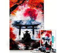 Puzzle da 1000 pezzi "Samurai sotto la luna rossa" per ragazzi, ideale per stimolare la memoria, per il tempo libero a casa e per l'assemblaggio di immagini (50x75cm) Un regalo perfetto