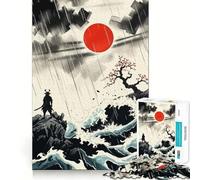 Puzzle da 1000 pezzi "Samurai sotto la pioggia con sole nascente" per adolescenti, gioco di logica puro, rilassante, con dettagli precisi e opere d'arte (38x52cm)