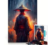 Puzzle da 1000 pezzi "Samurai sotto la pioggia e il fuoco" per adulti, gioco stimolante per la mente, rilassante e divertente, con tagli precisi, ideale come regalo di Natale (38x26cm)