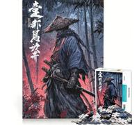 Puzzle da 1000 pezzi "Samurai sotto la pioggia" gioco rompicapo rilassante e stimolante per l'intelletto ideale come regalo per tutta la famiglia 38x52cm