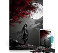 Puzzle da 1000 pezzi "Samurai sotto l'albero al chiaro di luna" per adulti e ragazzi, gioco rilassante e stimolante, ideale come regalo per le vacanze (50x75cm)