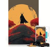 Puzzle da 1000 pezzi "Samurai sulla collina con la luna" per adulti, ideale per rafforzare la memoria, divertimento e svago, con bordi di qualità e un regalo elegante (50x75cm)