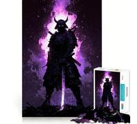 Puzzle da 1000 pezzi "Samurai tra le fiamme viola" per adolescenti, gioco di intelletto, relax mentale, taglio di qualità, regalo per le vacanze (50x75cm)