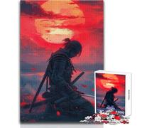 Puzzle da 1000 pezzi Samurai Warrior Sunset per adolescenti, gioco di sviluppo del pensiero logico, ottimo regalo per momenti significativi, dimensioni 38x26cm