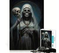 Puzzle da 1000 pezzi Santa Muerte in veste bianca per ragazzi, gioco di logica, attività per tutta la famiglia, taglio di qualità, (38x26cm)