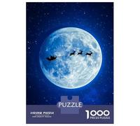 Puzzle Da 1000 Pezzi Santas Sleigh on Christmas Eve Puzzle Per Adulti Giochi Rilassanti Sfida Difficile Divertimento A Casa Attività, 70x50cm/1000pcs