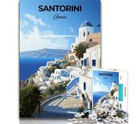 Puzzle da 1000 pezzi "Santorini Grecia Viaggio" per adulti e ragazzi, gioco stimolante e gioco per famiglie, ideale come regalo per tutta la famiglia, 75x50cm