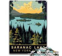 Puzzle da 1000 pezzi Saranac Lake NY per adulti e ragazzi, per 14+ anni Allena il tuo cervello e le tue mani Gioco di Natale, regali 1000 pezzi (50x75cm)