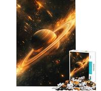 Puzzle da 1000 pezzi Saturno Dorato Luminoso per adulti rompicapo gioco di logica decorazione da parete compleanno e Natale (dimensioni 38x26cm)
