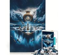 Puzzle da 1000 pezzi "Scacchiera del Tempo", gioco rompicapo, decorazione per la casa, con pezzi di forma casuale completamente ad incastro 38x26cm