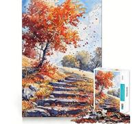 Puzzle da 1000 pezzi "Scala autunnale a chiocciola" per adolescenti,gioco di memoria e concentrazione,taglio di qualità professionale,attività rilassante di gruppo al chiuso (38x52cm)