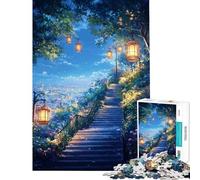 Puzzle da 1000 pezzi "Scala notturna verso le luci della città" Divertimento a casa attività antistress con taglio di precisione adatto a persone dai 14 anni in su (38x52cm)