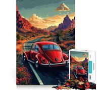 Puzzle da 1000 pezzi "Scarabeo rosso su strada nel deserto" per ragazzi, gioco di logica, divertimento rilassante, taglio preciso, regalo artistico (50x75cm)