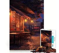 Puzzle da 1000 pezzi "Scena del caffè notturno" per adulti, con funzione di richiamo, design elegante e rilassante, taglio nitido e di alta qualità (38x52cm)