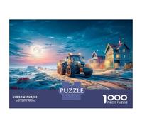 Puzzle da 1000 Pezzi Scena Trattore Invernale, Gioco Educativo Sfidante Stile Paesaggio Notte Rurale per Coppie e Famiglie in Modalità Collettiva 70x50cm/1000pz