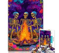Puzzle da 1000 pezzi "Scheletri attorno a un falò" per adolescenti, 1000 pezzi, per ammazzare il tempo in vacanza, per migliorare l'amore tra coppie, 50x75cm