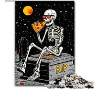 Puzzle da 1000 pezzi "Scheletro che mangia pizza" Puzzle in cartone, regalo perfetto per compleanni, feste e decorazioni per la casa Dimensioni: 38x26cm