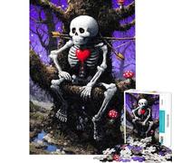 Puzzle da 1000 pezzi Scheletro con cuore nella foresta incantata Puzzle per adulti sfida impegnativa che aiuta ad allenare la mente Regalo di Natale o di compleanno 38x26cm