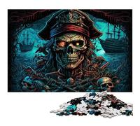 Puzzle da 1000 pezzi "Scheletro Pirata", puzzle impossibile per adulti, rompicapo impegnativo per adolescenti, gioco interattivo divertente per famiglie, 26X38CM/10,23x14,96 pollici.
