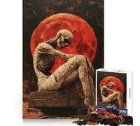 Puzzle da 1000 pezzi "Scheletro sotto la luna di sangue" per adulti, gioco di puzzle, gioco di logica, calma e relax, decorazione murale 38x52cm