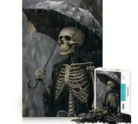 Puzzle da 1000 pezzi "Scheletro sotto la pioggia" per adolescenti, gioco rilassante con bordi definiti, ideale come regalo di Babbo Natale 38x52cm