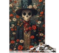 Puzzle da 1000 pezzi "Scheletro tra le rose" per adulti, giocattolo, gioco intellettuale, gioco educativo per adulti, antistress, decorazione per la casa (38x26 cm)