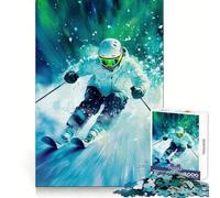 Puzzle da 1000 pezzi "Sciare ad Aurora" per adolescenti, gioco intelligente, momento di condivisione, immagine da assemblare, opera d'arte 38x52cm
