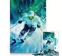 Puzzle da 1000 pezzi "Sciare ad Aurora" per adolescenti, gioco intelligente, momento di condivisione, immagine da assemblare, opera d'arte 38x52cm