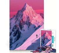 Puzzle da 1000 pezzi "Sciare tra le montagne rosa" per adulti Gioco stimolante e divertente, taglio preciso, regalo speciale 38x52cm