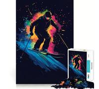 Puzzle da 1000 pezzi "Sciatore in movimento" per ragazzi, gioco stimolante e divertente, ideale per il relax, con tagli precisi, perfetto come regalo di Natale 38x26cm