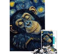 Puzzle da 1000 pezzi "Scimmia nella notte stellata" Gioco educativo e stimolante per tutta la famiglia ideale per migliorare la memoria e come regalo (dimensioni 38x52cm)