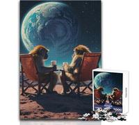 Puzzle da 1000 pezzi "Scimmie su un pianeta lontano", attività rilassante per il tempo libero, taglio di precisione, bordo liscio, giocattolo da gioco, dimensioni 38x52cm