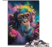 Puzzle da 1000 pezzi "Scimpanzé con occhiali da sole", attività di unione familiare, regalo per la casa, gioco per famiglie (dimensioni 50x75cm)