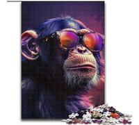 Puzzle da 1000 pezzi "Scimpanzé con occhiali da sole", per adulti, ideale per decorare casa e ufficio, regalo perfetto per il compleanno (dimensioni 26x38cm)