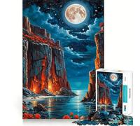Puzzle da 1000 pezzi "Scogliere rosse e rose notturne" per adolescenti, gioco di logica, facile da usare, bordi precisi, regalo per le festività (38x52cm)