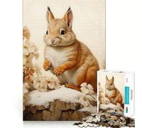 Puzzle da 1000 pezzi "Scoiattolo in una foresta innevata" per adulti, gioco per allenare la mente, divertimento casual, taglio di precisione, regalo artistico 38x26cm