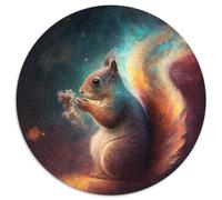 Puzzle da 1000 pezzi "Scoiattolo Nebulosa" rotondo, 1000 pezzi per adulti, design intricato per adolescenti, decorazioni fai da te e divertimento che stimola il cervello, 67,5x67,5 cm.