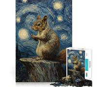 Puzzle da 1000 pezzi "Scoiattolo sotto una notte stellata" per adulti, gioco intelligente per interni, taglio liscio, scegli il desiderio di Babbo Natale 38x26cm