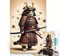 Puzzle da 1000 pezzi "Scontro tra gatti samurai" per ragazzi, gioco di logica e svago, bordi lisci, regalo di alta qualità (38x52cm)