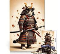 Puzzle da 1000 pezzi "Scontro tra gatti samurai" per ragazzi, gioco di logica e svago, bordi lisci, regalo di alta qualità (38x52cm)