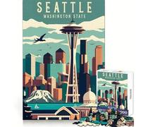 Puzzle da 1000 pezzi "Seattle Washington Travel" per adolescenti, per sviluppare la destrezza mentale, divertimento tranquillo, taglio premium, regalo per le vacanze (38x26cm)