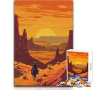 Puzzle da 1000 pezzi - Selvaggio West Cowboy Tramonto Calma Piacevole Tempo libero Divertimento Stretto Senza Cuciture Precisione Giocattolo Dimensioni 38x26cm
