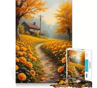 Puzzle da 1000 pezzi "Sentiero autunnale in stile fattoria",disegno a intaglio preciso,rompicapo,regalo,divertimento per il tempo libero,decorazione natalizia da parete (38x26cm)