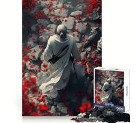 Puzzle da 1000 pezzi "Sentiero dei Samurai tra i Fiori Rossi" per adulti, ideale per migliorare la memoria, per un piacevole momento di relax, un'opera d'arte da assemblare e da collezione (50x75cm)