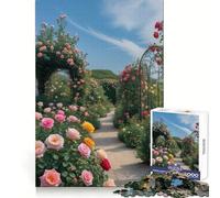 Puzzle da 1000 pezzi "Sentiero del roseto" per adulti, migliora la memoria, divertimento rilassante, bordi affilati, regalo per le vacanze (38x52cm)