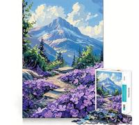 Puzzle da 1000 pezzi "Sentiero di montagna con fiori viola" per adulti, ideale come gioco rilassante e antistress, con bordi precisi e un regalo speciale (50x75cm)