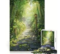 Puzzle da 1000 pezzi "Sentiero di pietra attraverso la foresta di bambù" per adolescenti, ideale per migliorare la memoria e il tempo libero Pezzo unico con motivo Babbo Natale 38x26cm