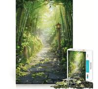 Puzzle da 1000 pezzi "Sentiero di pietra attraverso la foresta di bambù" per adolescenti, ideale per stimolare la memoria, calmare la mente e creare un'opera d'arte nitida e da collezione 50x75cm