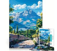 Puzzle da 1000 pezzi "Sentiero di pietra verso la vista sulla montagna" per ragazzi, gioco di logica e svago, bordi sottili, regalo speciale 50x75cm